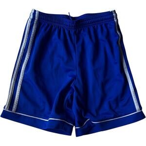 adidas Climalite Youth Soccer Shorts Blue White 3-Stripes Size 11-12Y (152)